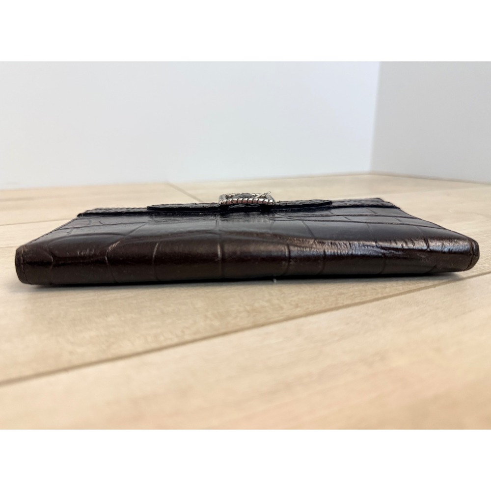 Brighton Black Croc Embossed Leather Wallet With Silver Buckle - Picture 8 of 10